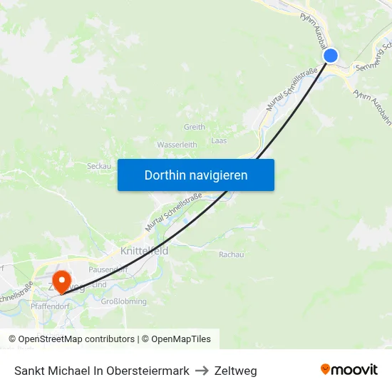 Sankt Michael In Obersteiermark to Zeltweg map