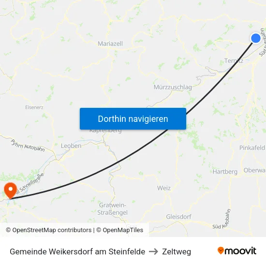 Gemeinde Weikersdorf am Steinfelde to Zeltweg map