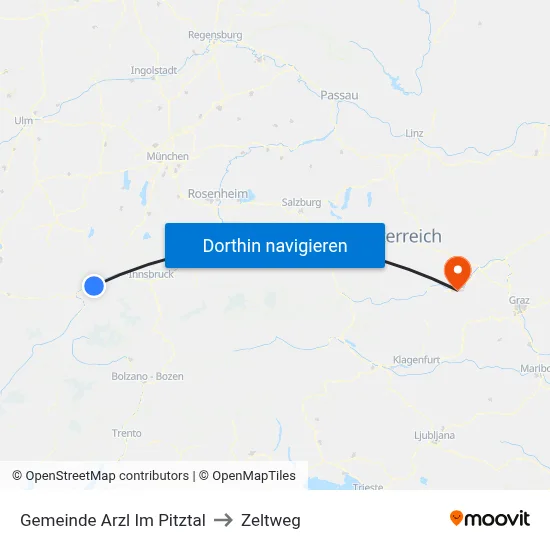 Gemeinde Arzl Im Pitztal to Zeltweg map