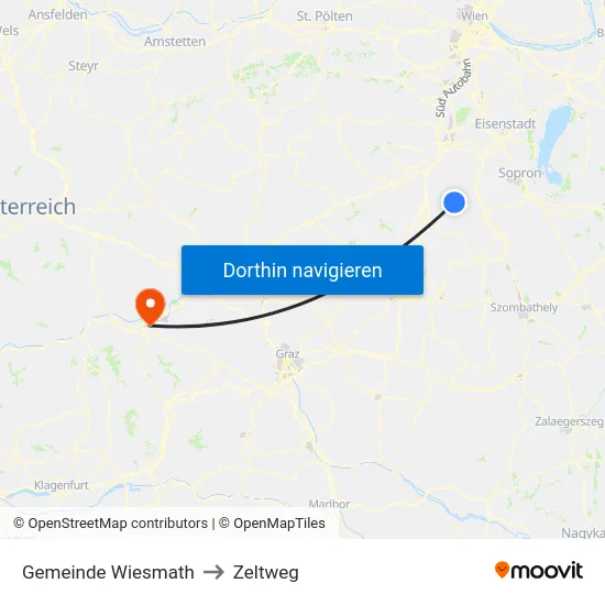 Gemeinde Wiesmath to Zeltweg map