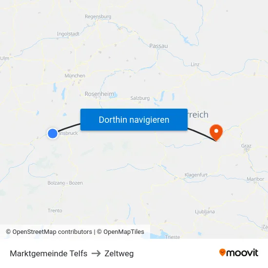 Marktgemeinde Telfs to Zeltweg map