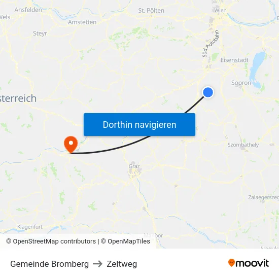 Gemeinde Bromberg to Zeltweg map