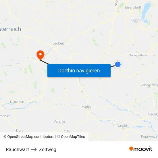 Rauchwart to Zeltweg map