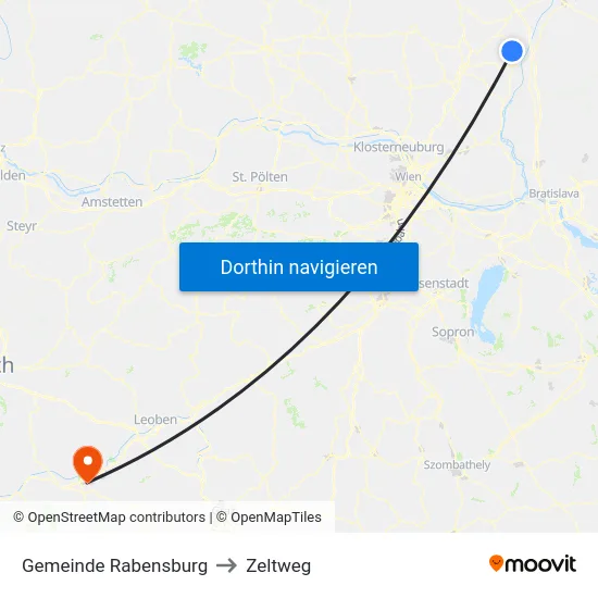 Gemeinde Rabensburg to Zeltweg map