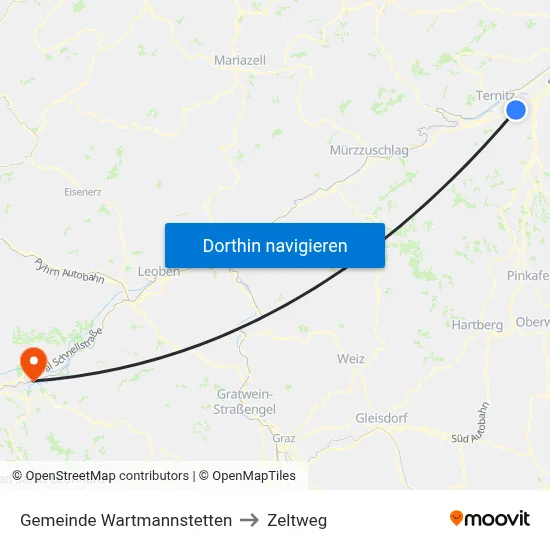 Gemeinde Wartmannstetten to Zeltweg map