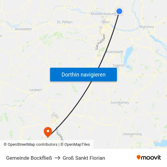 Gemeinde Bockfließ to Groß Sankt Florian map