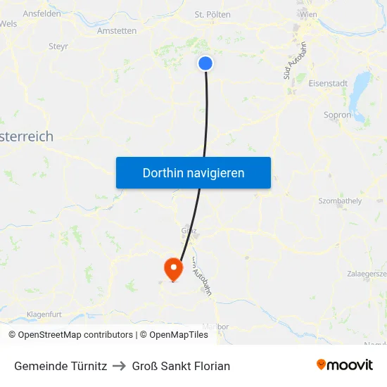 Gemeinde Türnitz to Groß Sankt Florian map
