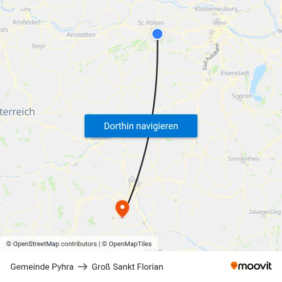 Gemeinde Pyhra to Groß Sankt Florian map