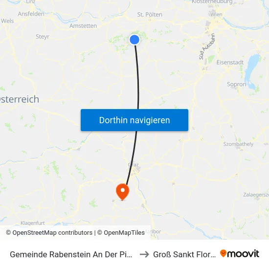 Gemeinde Rabenstein An Der Pielach to Groß Sankt Florian map