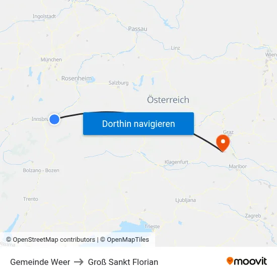 Gemeinde Weer to Groß Sankt Florian map