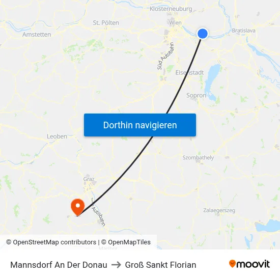 Mannsdorf An Der Donau to Groß Sankt Florian map