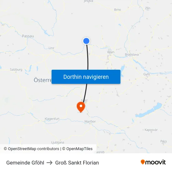 Gemeinde Gföhl to Groß Sankt Florian map