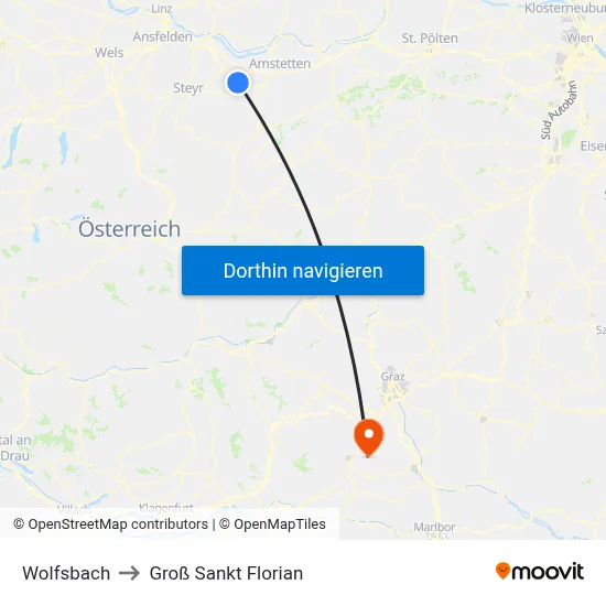 Wolfsbach to Groß Sankt Florian map