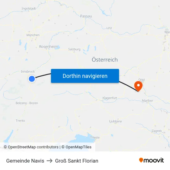 Gemeinde Navis to Groß Sankt Florian map