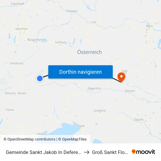 Gemeinde Sankt Jakob In Defereggen to Groß Sankt Florian map