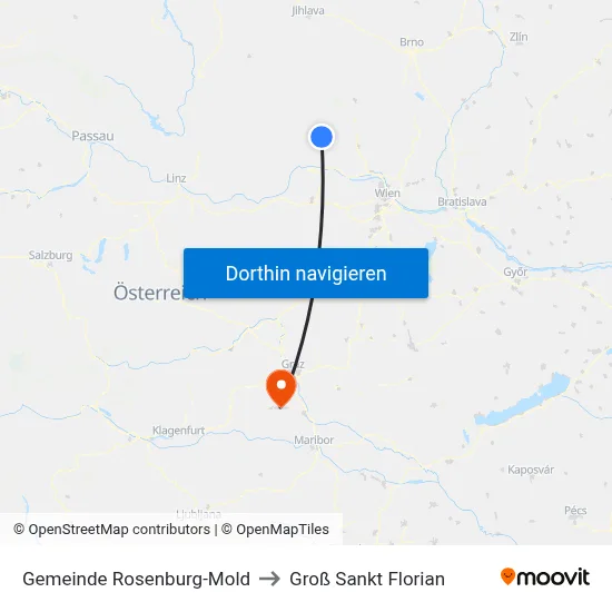 Gemeinde Rosenburg-Mold to Groß Sankt Florian map