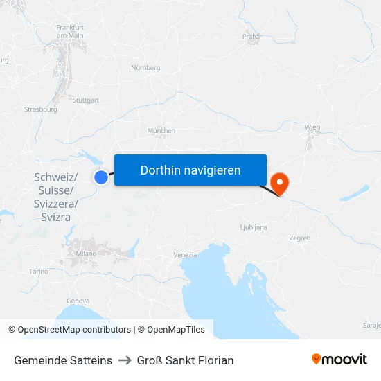 Gemeinde Satteins to Groß Sankt Florian map