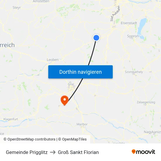 Gemeinde Prigglitz to Groß Sankt Florian map