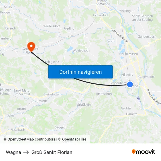 Wagna to Groß Sankt Florian map