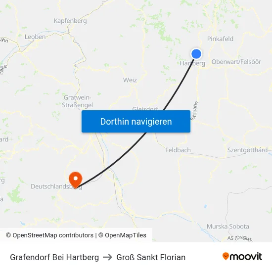 Grafendorf Bei Hartberg to Groß Sankt Florian map
