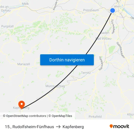 15., Rudolfsheim-Fünfhaus to Kapfenberg map