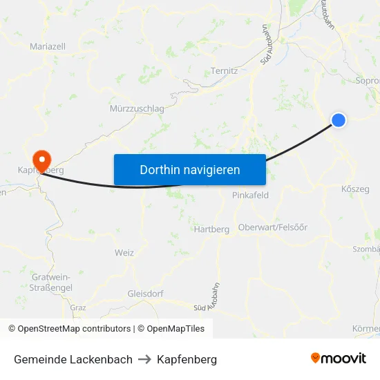 Gemeinde Lackenbach to Kapfenberg map