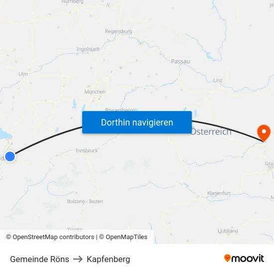 Gemeinde Röns to Kapfenberg map