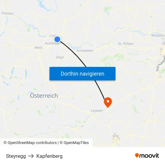 Steyregg to Kapfenberg map