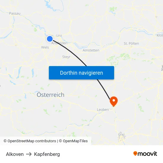 Alkoven to Kapfenberg map