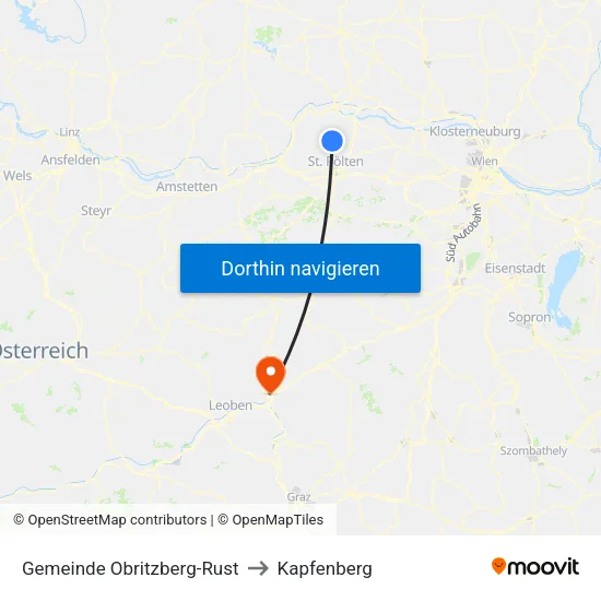 Gemeinde Obritzberg-Rust to Kapfenberg map