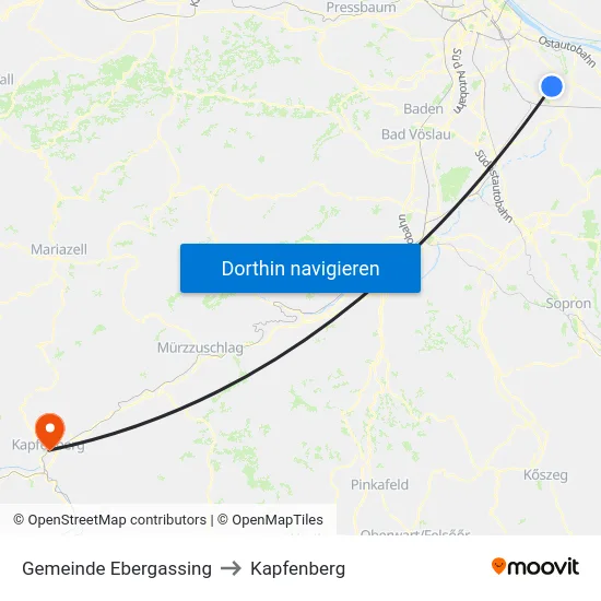 Gemeinde Ebergassing to Kapfenberg map