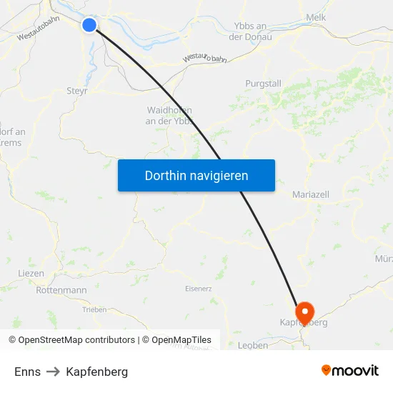 Enns to Kapfenberg map