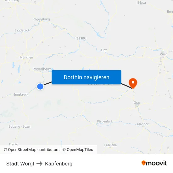 Stadt Wörgl to Kapfenberg map