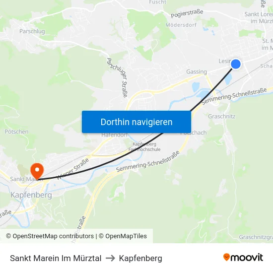 Sankt Marein Im Mürztal to Kapfenberg map