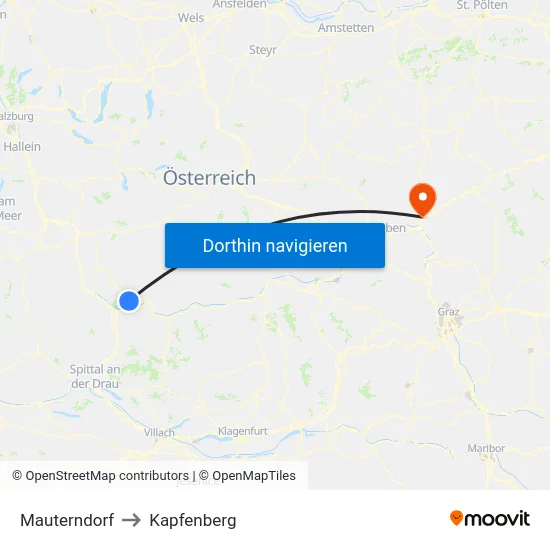 Mauterndorf to Kapfenberg map