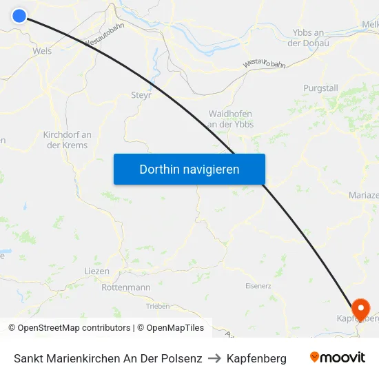 Sankt Marienkirchen An Der Polsenz to Kapfenberg map