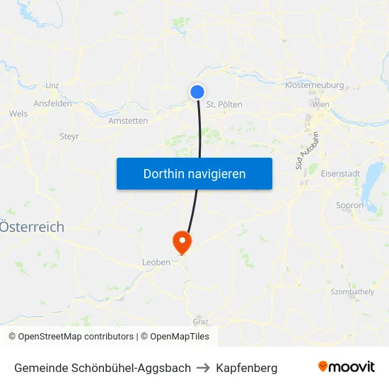 Gemeinde Schönbühel-Aggsbach to Kapfenberg map