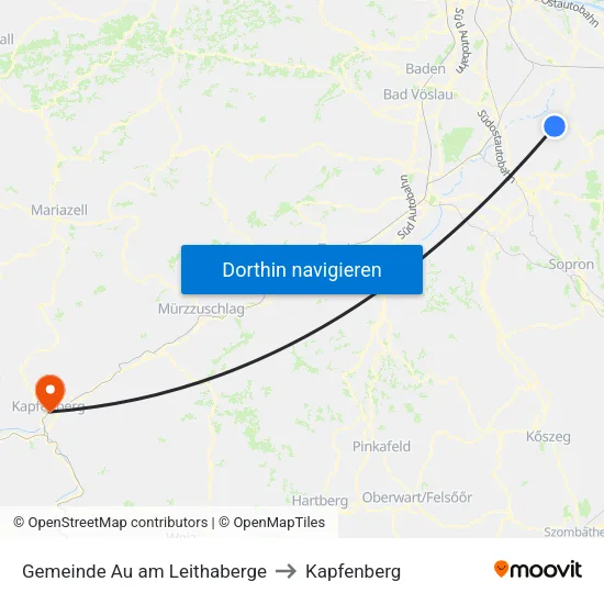 Gemeinde Au am Leithaberge to Kapfenberg map