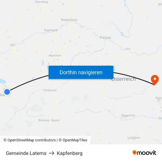 Gemeinde Laterns to Kapfenberg map