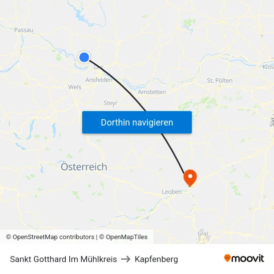 Sankt Gotthard Im Mühlkreis to Kapfenberg map