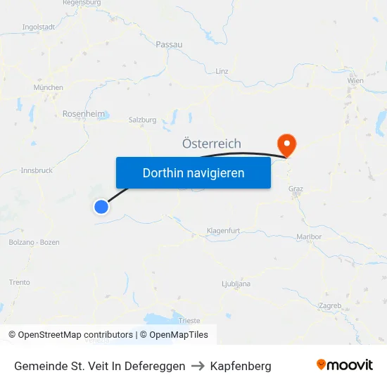 Gemeinde St. Veit In Defereggen to Kapfenberg map