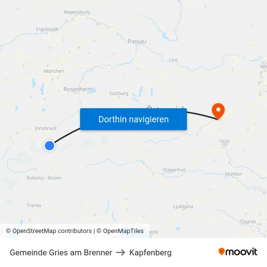 Gemeinde Gries am Brenner to Kapfenberg map