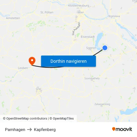 Pamhagen to Kapfenberg map