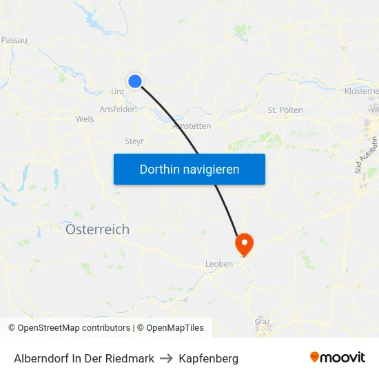 Alberndorf In Der Riedmark to Kapfenberg map