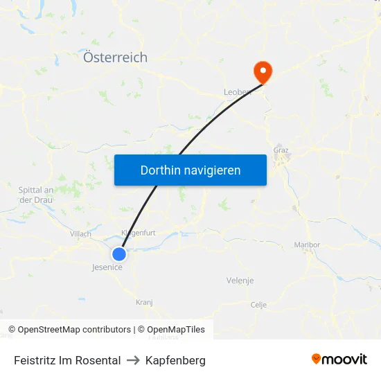 Feistritz Im Rosental to Kapfenberg map