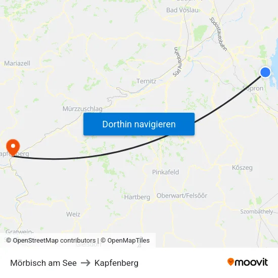 Mörbisch am See to Kapfenberg map