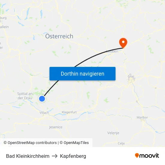 Bad Kleinkirchheim to Kapfenberg map