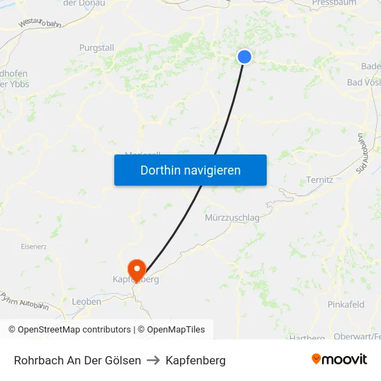 Rohrbach An Der Gölsen to Kapfenberg map