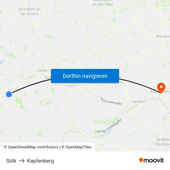 Sölk to Kapfenberg map