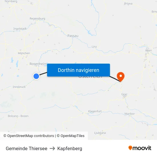 Gemeinde Thiersee to Kapfenberg map